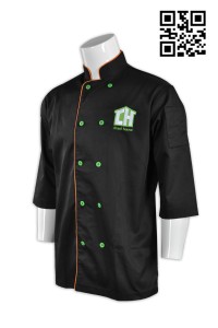 KI080製作專業廚師制服 設計廚師制服 咖喱印度 3/4 袖 7分袖 餐廳 撞色鈕 厨司 訂造廚房制服 廚房制服製造商